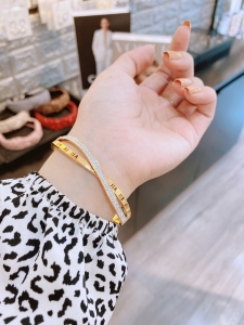 TTC757 - Vòng tay titan X la mã viền đá trắng (màu vàng)