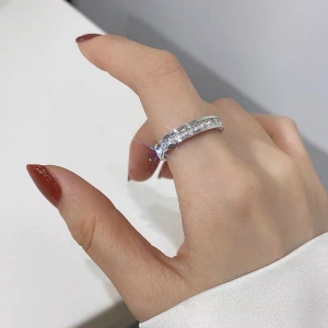 TTN2859 - Nhẫn titan đá vuông (size 5/6/7/8 - màu trắng)