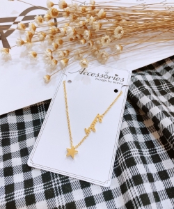 TTN3240 - Dây chuyền titan ngôi sao chữ Lucky (màu vàng)