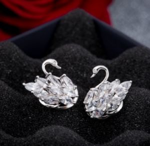 PK4547 - Bông tai thiên nga đá zircon bạc 925