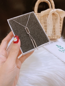 TTN3335 - Dây chuyền titan thanh đen 2 dây rơi ( màu trắng)