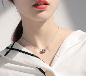 TT3354 - Dây chuyền titan ống 3 hàng đá (màu trắng)