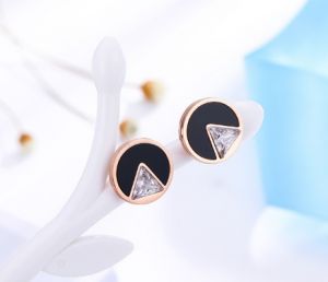 TT3427 - Bông tai titan tròn đá tam giác trắng