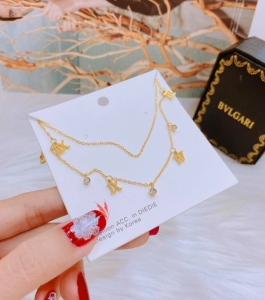 TTN3476 - Lắc chân titan la mã dây đôi (màu vàng)