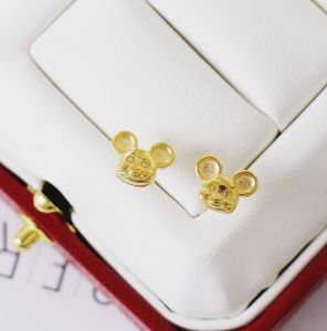 TT3479 - Bông tai titan mặt chuột (màu vàng)