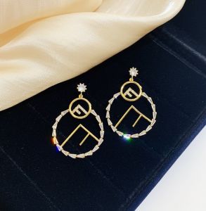 PK4640 - Bông tai Fendi bạc 925 mạ vàng đá zircon
