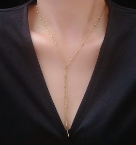 TT5173 - Dây chuyền titan mảnh form dài (vàng)