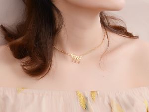 TT5225 - Dây chuyền titan lá 3 hạt rơi (trắng/vàng/vàng hồng)
