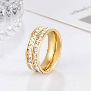 TTC5310 - Nhẫn titan kép đá zircon (màu vàng - size 5/6/7/8)
