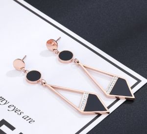 TT5365 - Bông tai titan đa giác rỗng form dài (vàng hồng)