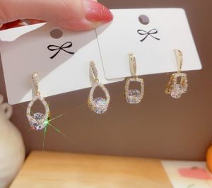 PK4673 - Bông tai cao cấp kẹp xoàn trắng (giọt nước/hình trụ)