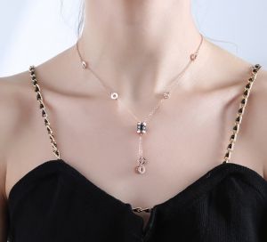TT4302 - Dây chuyền titan ống đen BVL (trắng/vàng hồng)