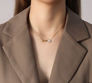 TT4386 - Dây chuyền titan Smile dây trúc (màu vàng)