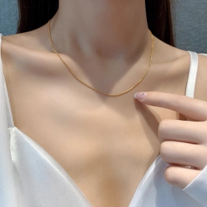 TT5543 - Dây chuyền titan dây mì mảnh không mặt (màu vàng)