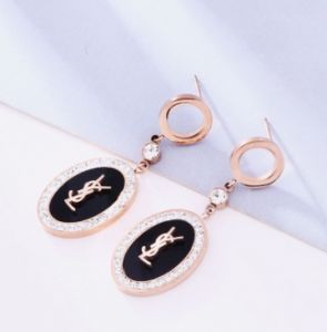 TT5546 - Bông tai titan YSL oval (vàng hồng)