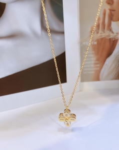 TTC5560 - Dây chuyền titan hoa đá zircon (màu vàng)