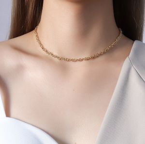 TT5564 - Dây chuyền titan xích chạm khứa không mặt (màu vàng)