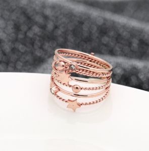 TT5595 - Nhẫn titan ngôi sao 6 tầng mix đá trắng (vàng hồng/vàng nhạt - size 6/7/8)