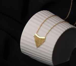 TT5597 - Dây chuyền titan tua rua bi (màu vàng)