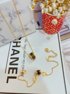 TT5686 - Set titan lu đá đen (dây chuyền & lắc tay - màu vàng)