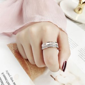 TT5752 - Nhẫn titan 2 hàng xoàn mix xà cừ trắng (vàng hồng - size 6/7/8)