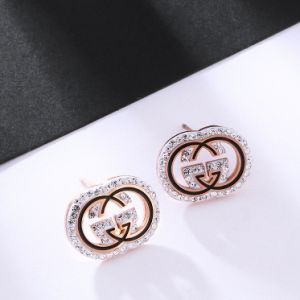 TT5755 - Bông tai titan GUCCI xoàn viền đen (vàng hồng)