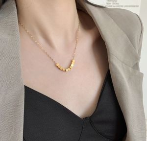 TT5784 - Dây chuyền titan dây trúc khối vuông xếp (màu vàng)