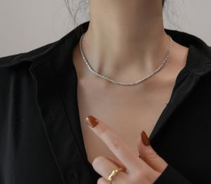 TTN5801 - Dây chuyền titan dây xoắn xù (màu trắng)