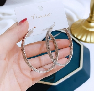 PK4760 - Khoen tròn 3 đường bạc 925 (size 6cm)