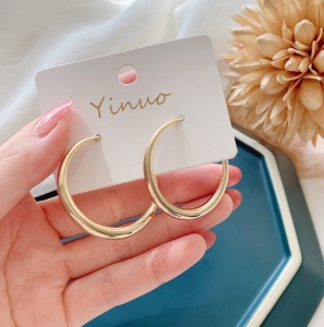 PK4763 - Khoen tròn basic bạc  925 mạ vàng (size 4cm)