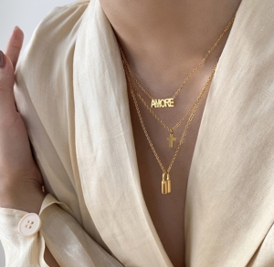 TT5879 - Dây chuyền titan layer AMORE (màu vàng)