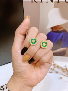 TTN5968 - Bông tai titan Versace sọc xanh (màu vàng)
