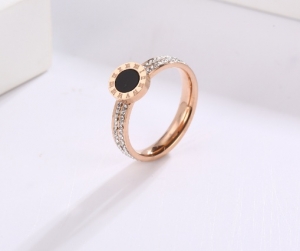 TT6020 - Nhẫn titan la mã 2 hàng đá (trắng/vàng hồng - size 6/7/8)