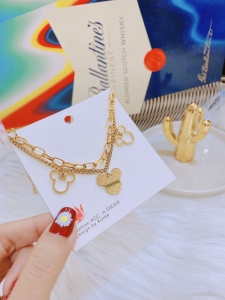 TTN6327 - Lắc tay titan dây đôi mickey (màu vàng)