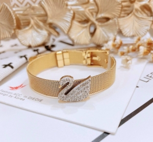TT6359 - Lắc tay titan bản lưới thiên nga trắng (màu vàng)