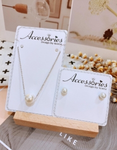 TT6363 - Set titan ngọc trai basic (dây chuyền, bông tai - màu trắng)