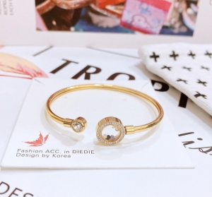 TT6379 - Vòng tay titan cuff mặt đá chuyển động (vàng/vàng hồng)