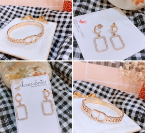 TT6418 - Set titan CD (vòng tay, bông tai - vàng hồng)