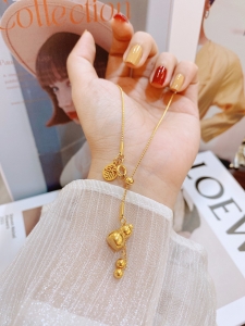 TTN6608 - Dây chuyền titan nhuyễn dây rút hồ lô (màu vàng)
