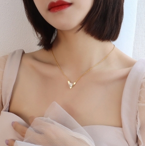 TT6831 - Dây chuyền titan V đá tim (màu vàng)