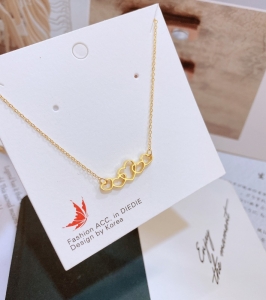 TTN6846 - Dây chuyền titan tim nhí lồng nhau (màu vàng)