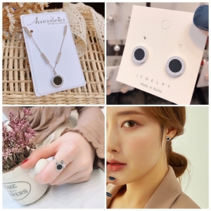 TT6888 - Set titan la mã (dây chuyền, bông tai, nhẫn - màu trắng/vàng)