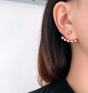 TTN6897 - Bông tai titan bi bọc vành tai (màu trắng)