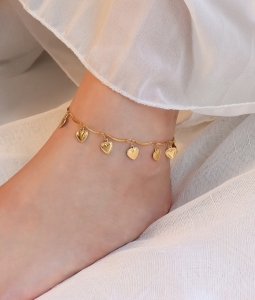 TTN6936 - Lắc chân titan tim rơi (màu vàng)