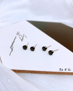 TT6867 - Bông tai titan nụ đá đen 5 li (màu trắng)