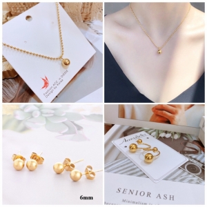 TT7160 - Set titan bi (dây chuyền, bông tai , nhẫn - màu vàng)