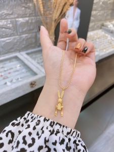 TTN7170 - Dây chuyền titan bi thỏ LUCK (màu vàng)