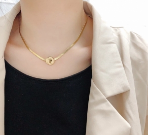 TT7192 - Dây chuyền titan mì ép mặt đồng xu nữ hoàng (vàng 40 - trắng 37)