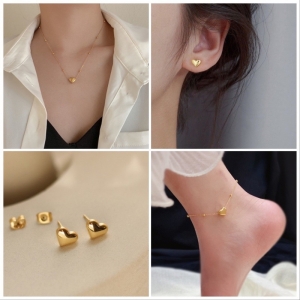 TT7312 - Set titan tim (dây chuyền, lắc chân, bông tai - màu vàng)