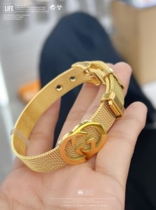 TTN7412 - Lắc tay titan bản lưới GC (màu vàng)